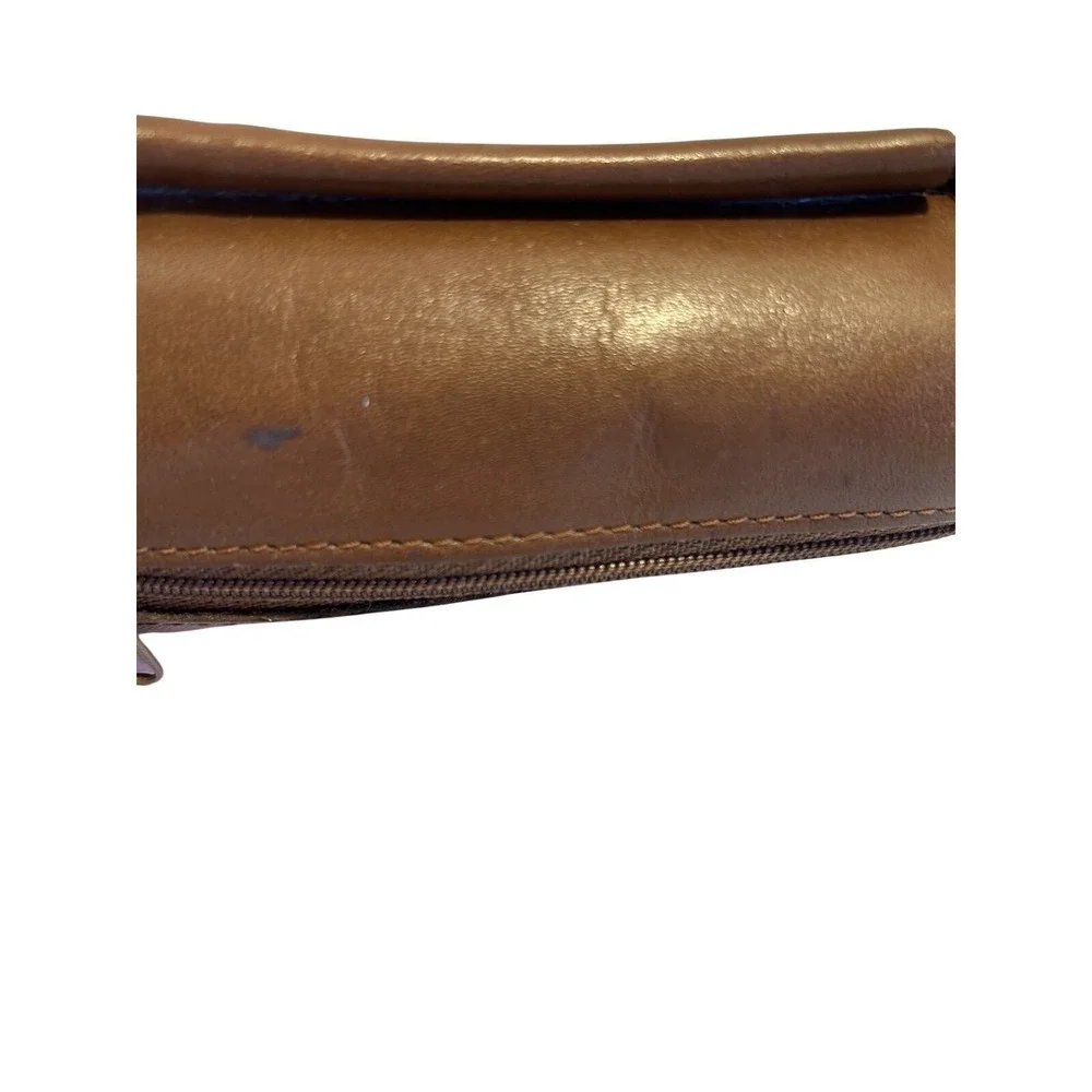 L.L. Bean Full Grain Leather Crossbody Bag Brown Small Organizer Travel‎ Vintage